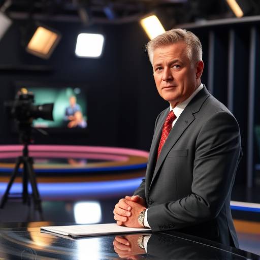 Presentador de noticias en el set